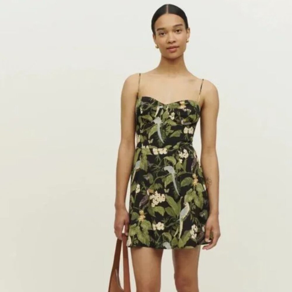 Reformation Saskia Dress, Birds of Paradise, Size 8